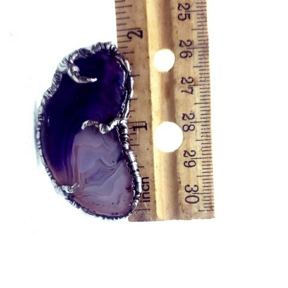 Gothic purple agate crystal statement ring - Picture 12 of 12